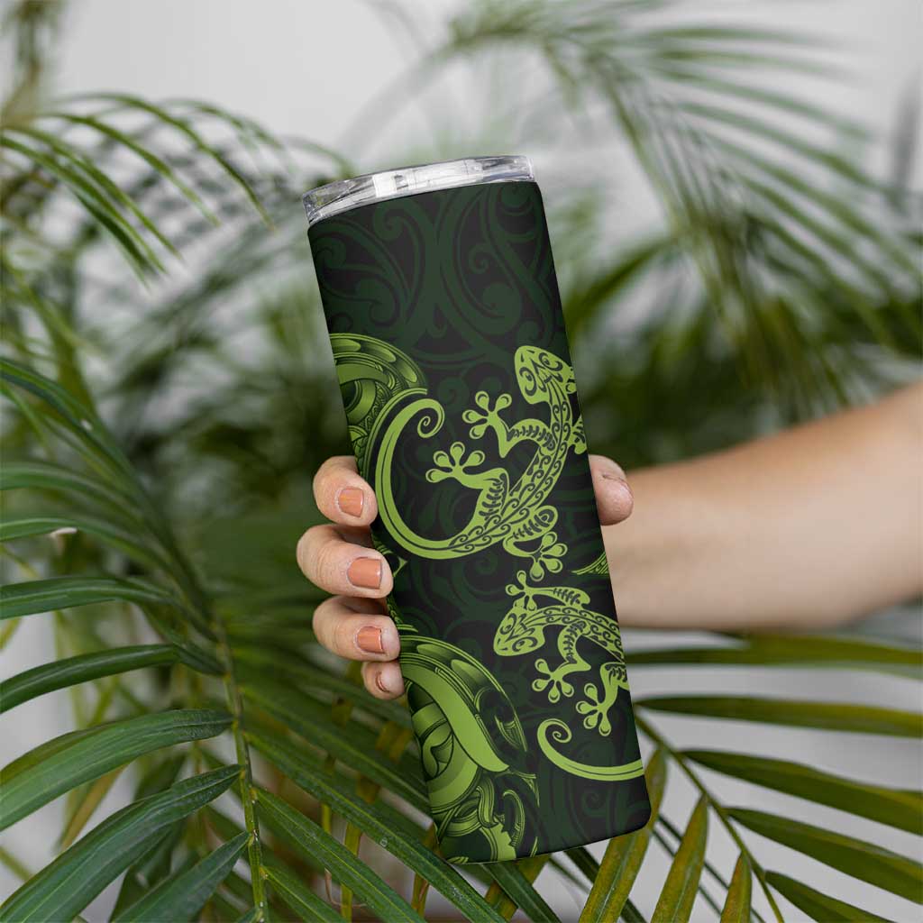 New Zealand Gecko Maori Art Tattoo Skinny Tumbler LT03 - Polynesian Pride