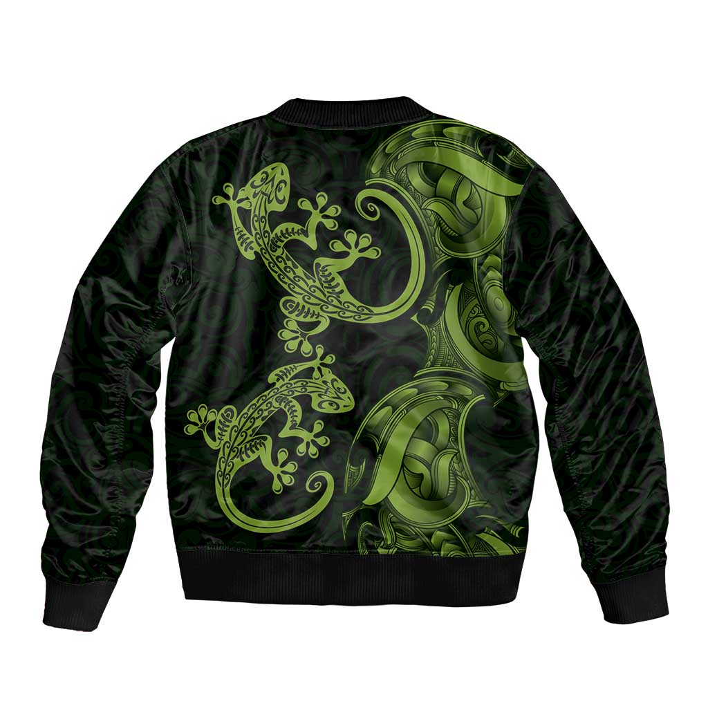 New Zealand Gecko Maori Art Tattoo Sleeve Zip Bomber Jacket LT03 - Polynesian Pride