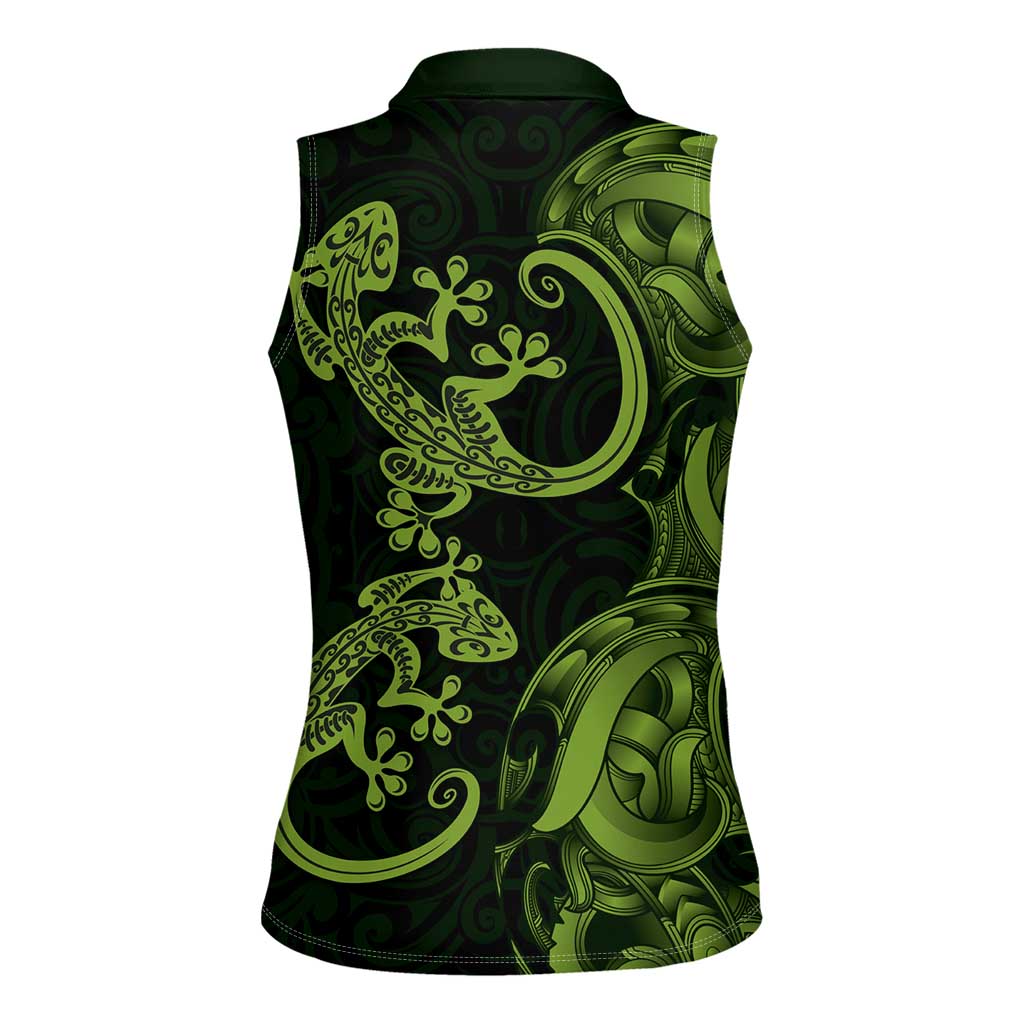 New Zealand Gecko Maori Art Tattoo Women Sleeveless Polo Shirt LT03 - Polynesian Pride