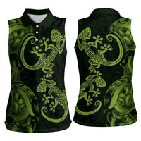 New Zealand Gecko Maori Art Tattoo Women Sleeveless Polo Shirt LT03 - Polynesian Pride