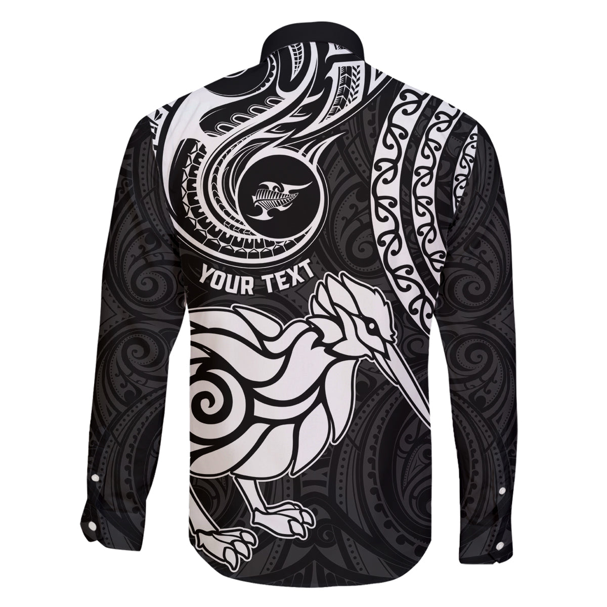 Personalised New Zealand Family Matching Off Shoulder Maxi Dress and Hawaiian Shirt Stylized Kiwi Bird Tattoo Mix Koru Circle and Maori Ethnic Vibe LT03 - Polynesian Pride