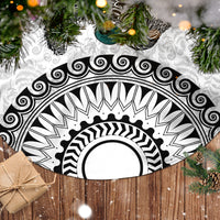 Custom New Zealand Tree Skirt Tui Bird and Koru Circle Mix Silver Fern Pattern LT03 - Polynesian Pride
