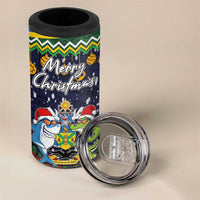 Funny Crocodile and Shark Solomon Islands Christmas 4 in 1 Can Cooler Tumbler with National Seal Melanesian Pattern LT03 - Polynesian Pride