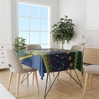 Funny Crocodile and Shark Solomon Islands Christmas Tablecloth with National Seal Melanesian Pattern