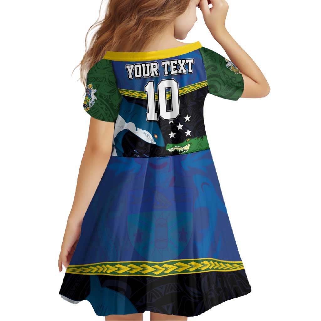 Custom Solomon Islands Rugby Family Matching Summer Maxi Dress and Hawaiian Shirt Arty Shark and Crocodile Solomon Islands National Emblems LT03 - Polynesian Pride