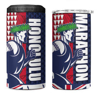 Honolulu Running 2024 4 in 1 Can Cooler Tumbler Marathon Competition Hula Runner and Kakau Art Tattoo LT03 One Size: 16 oz Blue - Polynesian Pride