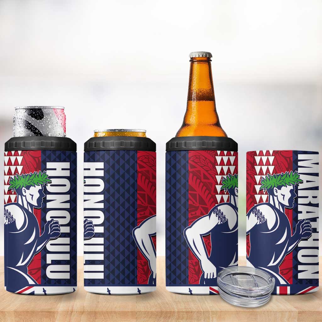 Honolulu Running 2024 4 in 1 Can Cooler Tumbler Marathon Competition Hula Runner and Kakau Art Tattoo LT03 - Polynesian Pride