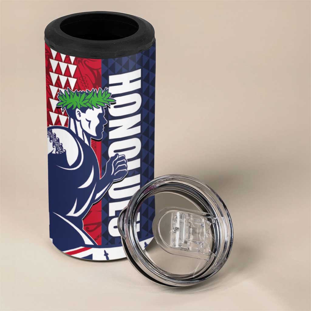 Honolulu Running 2024 4 in 1 Can Cooler Tumbler Marathon Competition Hula Runner and Kakau Art Tattoo LT03 - Polynesian Pride