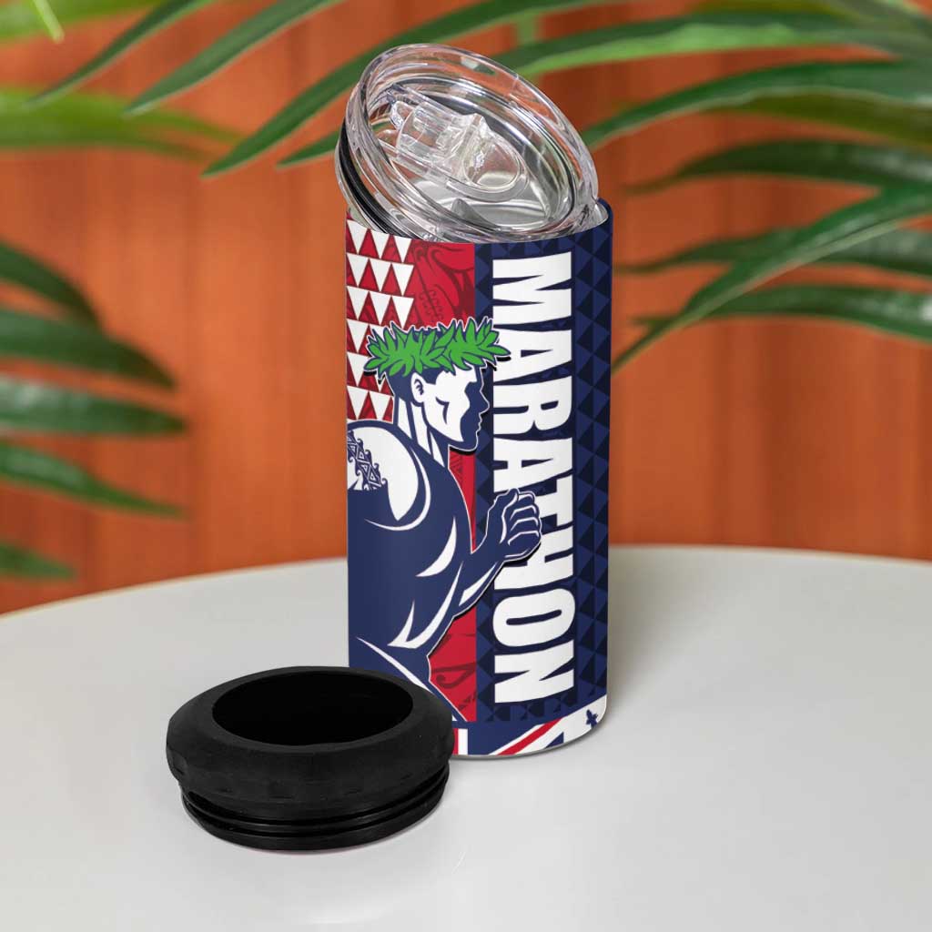 Honolulu Running 2024 4 in 1 Can Cooler Tumbler Marathon Competition Hula Runner and Kakau Art Tattoo LT03 - Polynesian Pride