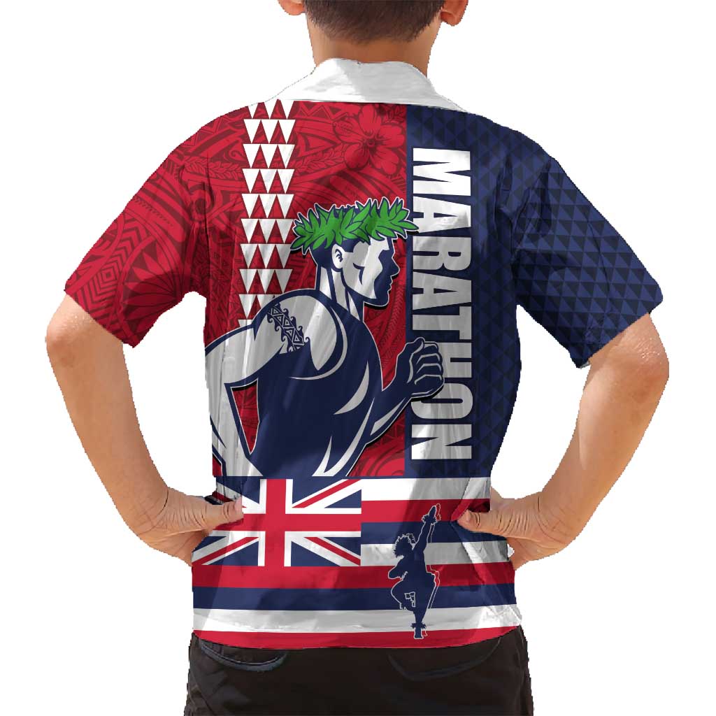 Honolulu Running 2024 Family Matching Long Sleeve Bodycon Dress and Hawaiian Shirt Marathon Competition Hula Runner and Kakau Art Tattoo