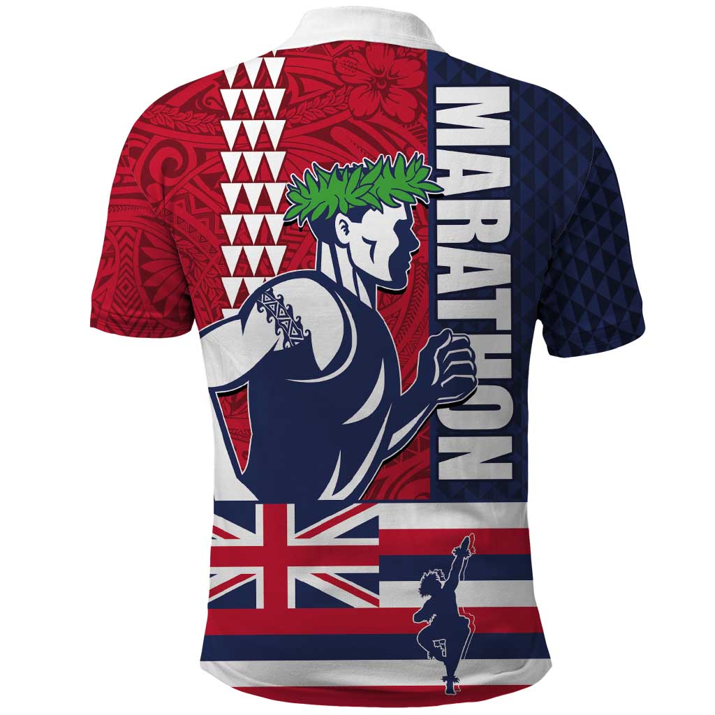 Honolulu Running 2024 Polo Shirt Marathon Competition Hula Runner and Kakau Art Tattoo LT03 - Polynesian Pride