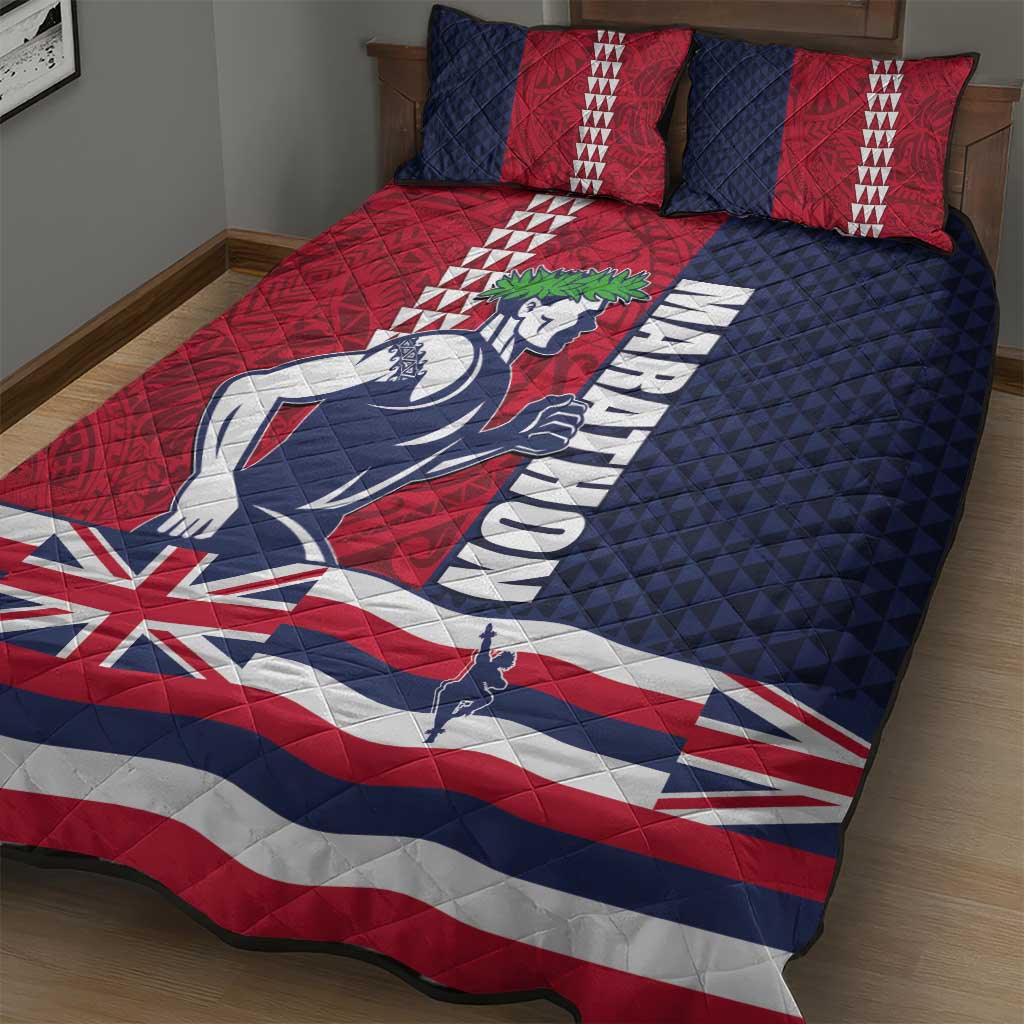 Honolulu Running 2024 Quilt Bed Set Marathon Competition Hula Runner and Kakau Art Tattoo LT03 - Polynesian Pride