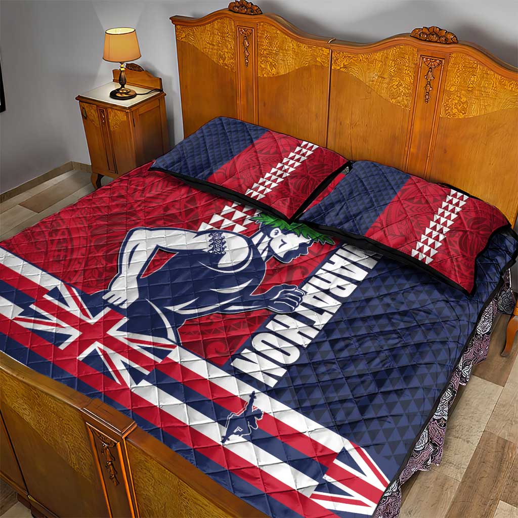 Honolulu Running 2024 Quilt Bed Set Marathon Competition Hula Runner and Kakau Art Tattoo LT03 - Polynesian Pride