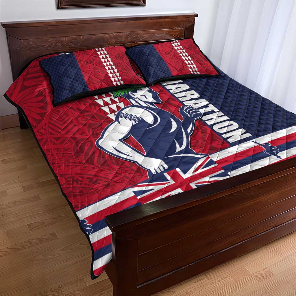Honolulu Running 2024 Quilt Bed Set Marathon Competition Hula Runner and Kakau Art Tattoo LT03 - Polynesian Pride