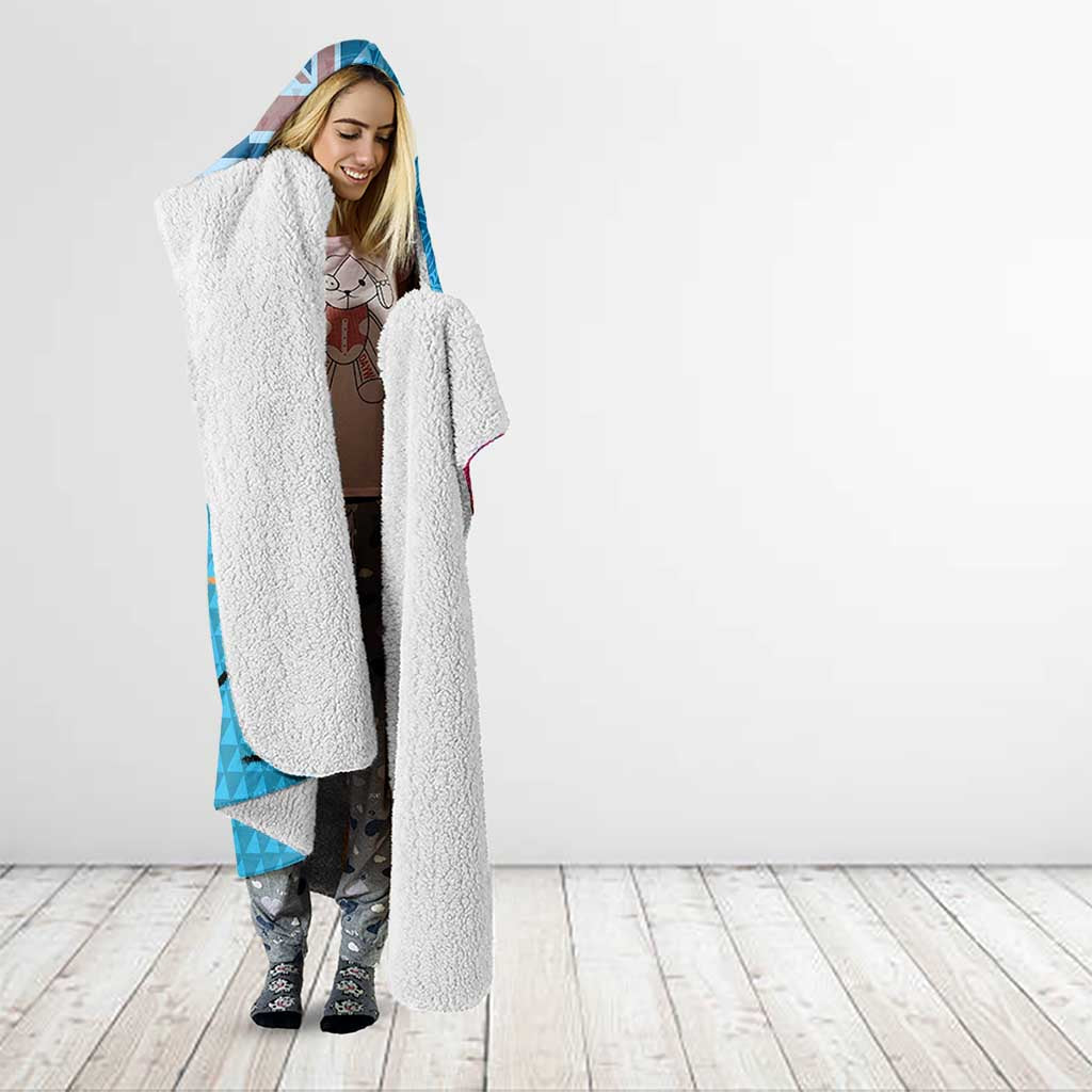 Honolulu Anniversary 52nd Running Hooded Blanket Marathon Competition Kakau Pattern Blue Color