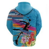 Honolulu Anniversary 52nd Running Hoodie Marathon Competition Kakau Pattern Blue Color LT03 - Polynesian Pride