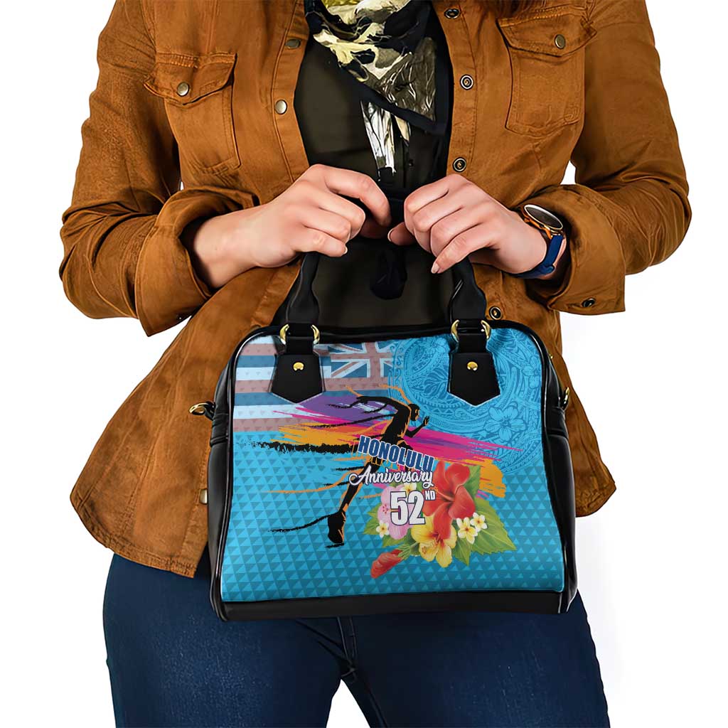 Honolulu Anniversary 52nd Running Shoulder Handbag Marathon Competition Kakau Pattern Blue Color