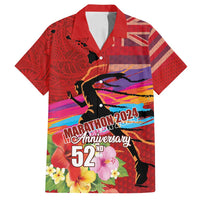 Honolulu Anniversary 52nd Running Family Matching Puletasi and Hawaiian Shirt Marathon Competition Kakau Pattern Red Color LT03 Dad's Shirt - Short Sleeve Red - Polynesian Pride