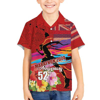 Honolulu Anniversary 52nd Running Family Matching Puletasi and Hawaiian Shirt Marathon Competition Kakau Pattern Red Color LT03 Son's Shirt Red - Polynesian Pride