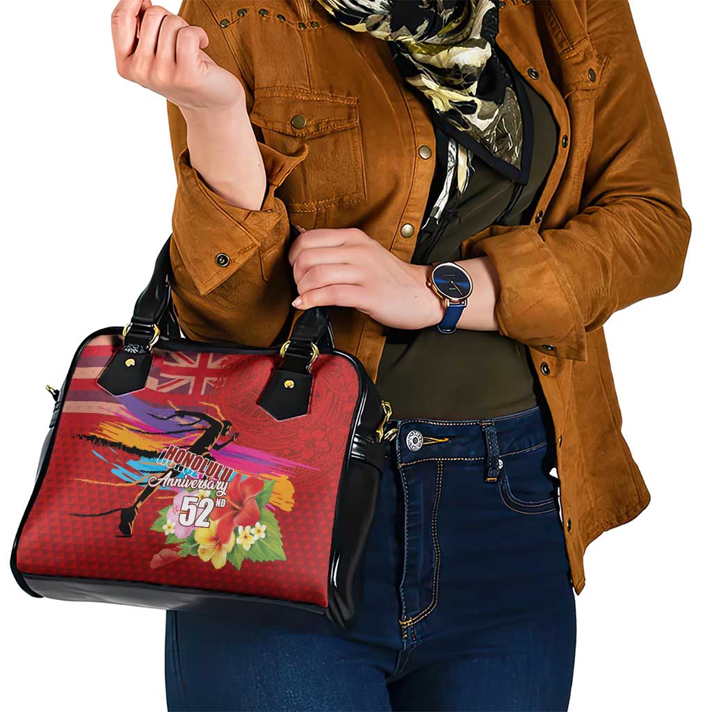 Honolulu Anniversary 52nd Running Shoulder Handbag Marathon Competition Kakau Pattern Red Color