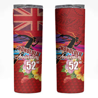 Honolulu Anniversary 52nd Running Skinny Tumbler Marathon Competition Kakau Pattern Red Color LT03 Red - Polynesian Pride