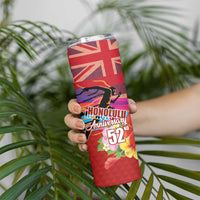 Honolulu Anniversary 52nd Running Skinny Tumbler Marathon Competition Kakau Pattern Red Color LT03 - Polynesian Pride