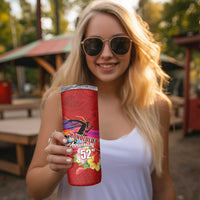 Honolulu Anniversary 52nd Running Skinny Tumbler Marathon Competition Kakau Pattern Red Color LT03 - Polynesian Pride