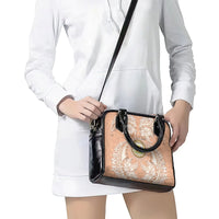 Hawaii Tropical Flowers with Kakau Tribal Shoulder Handbag Peach Fuzz Color LT03 - Polynesian Pride