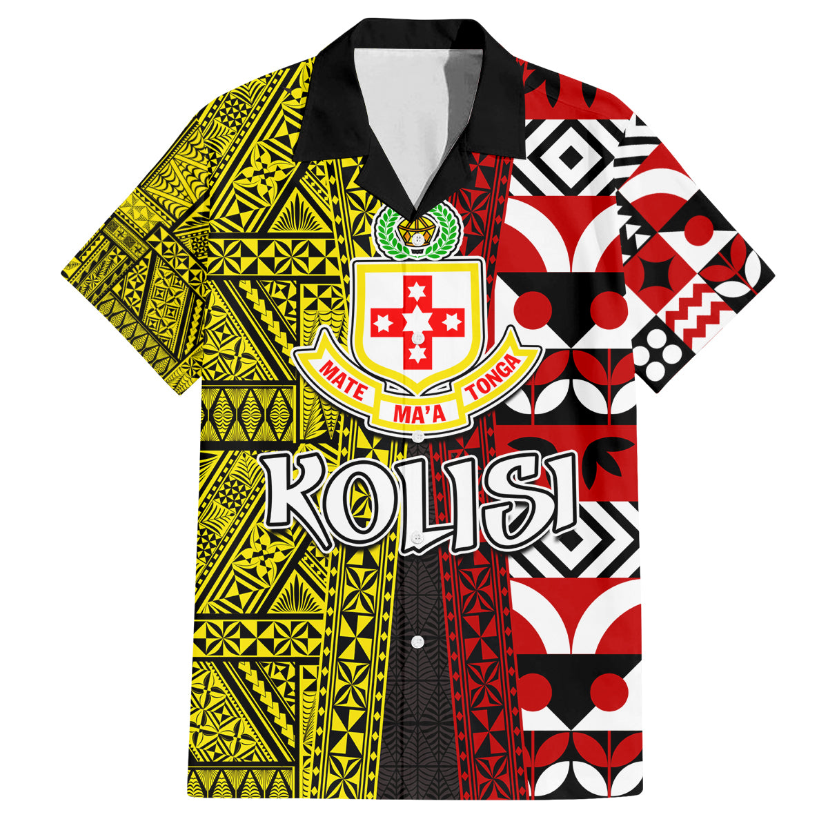 Tonga Kolisi Tonga Family Matching Long Sleeve Bodycon Dress and Hawaiian Shirt Ngatu and Geometric Pattern LT03 Dad's Shirt - Short Sleeve Red - Polynesian Pride