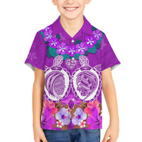 Polynesian Valentine Day Family Matching Summer Maxi Dress and Hawaiian Shirt Love Couple Turtle Maori Hibiscus Purple LT03 Son's Shirt Purple - Polynesian Pride