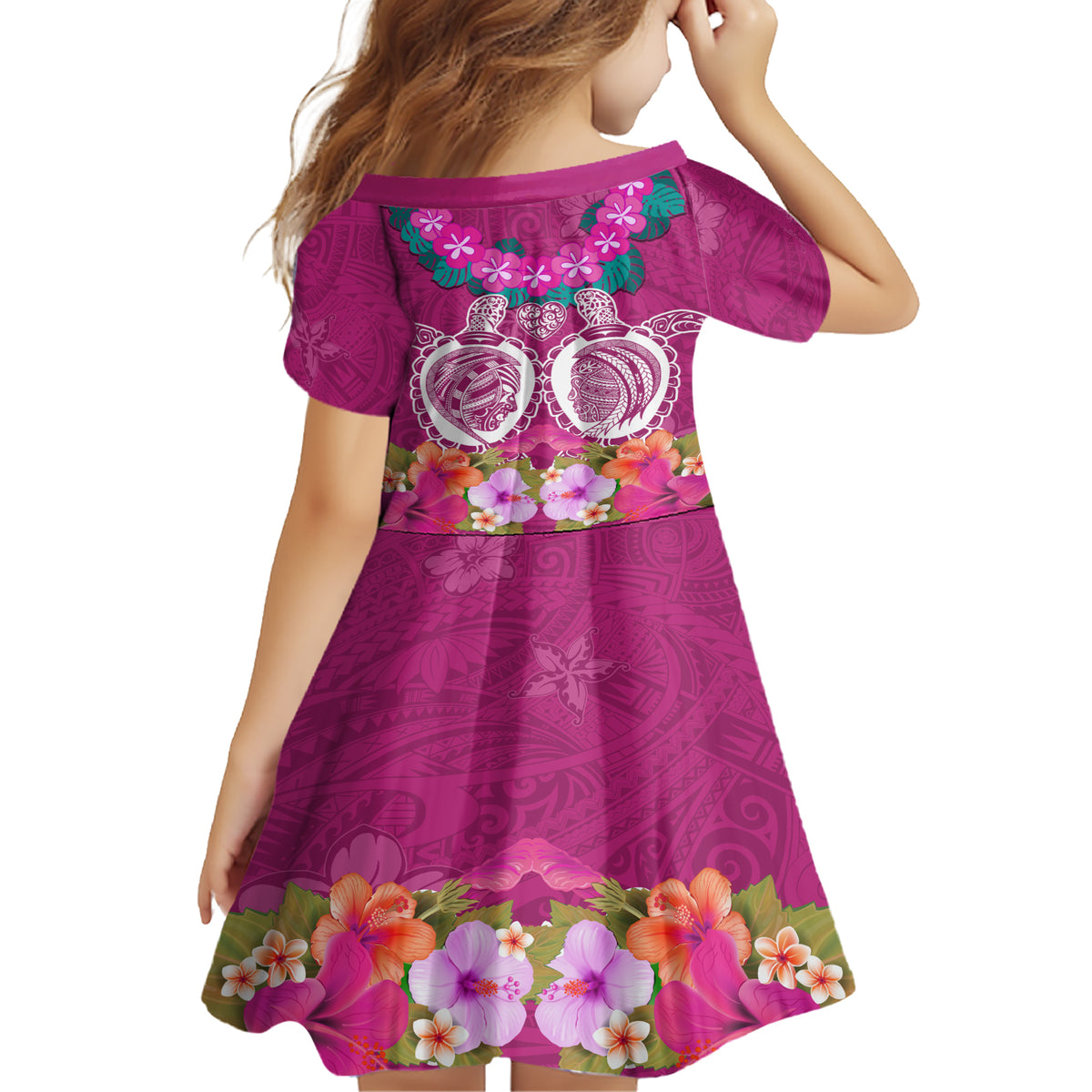Polynesian Valentine Day Family Matching Short Sleeve Bodycon Dress and Hawaiian Shirt Love Couple Turtle Maori Hibiscus Pink LT03 - Polynesian Pride