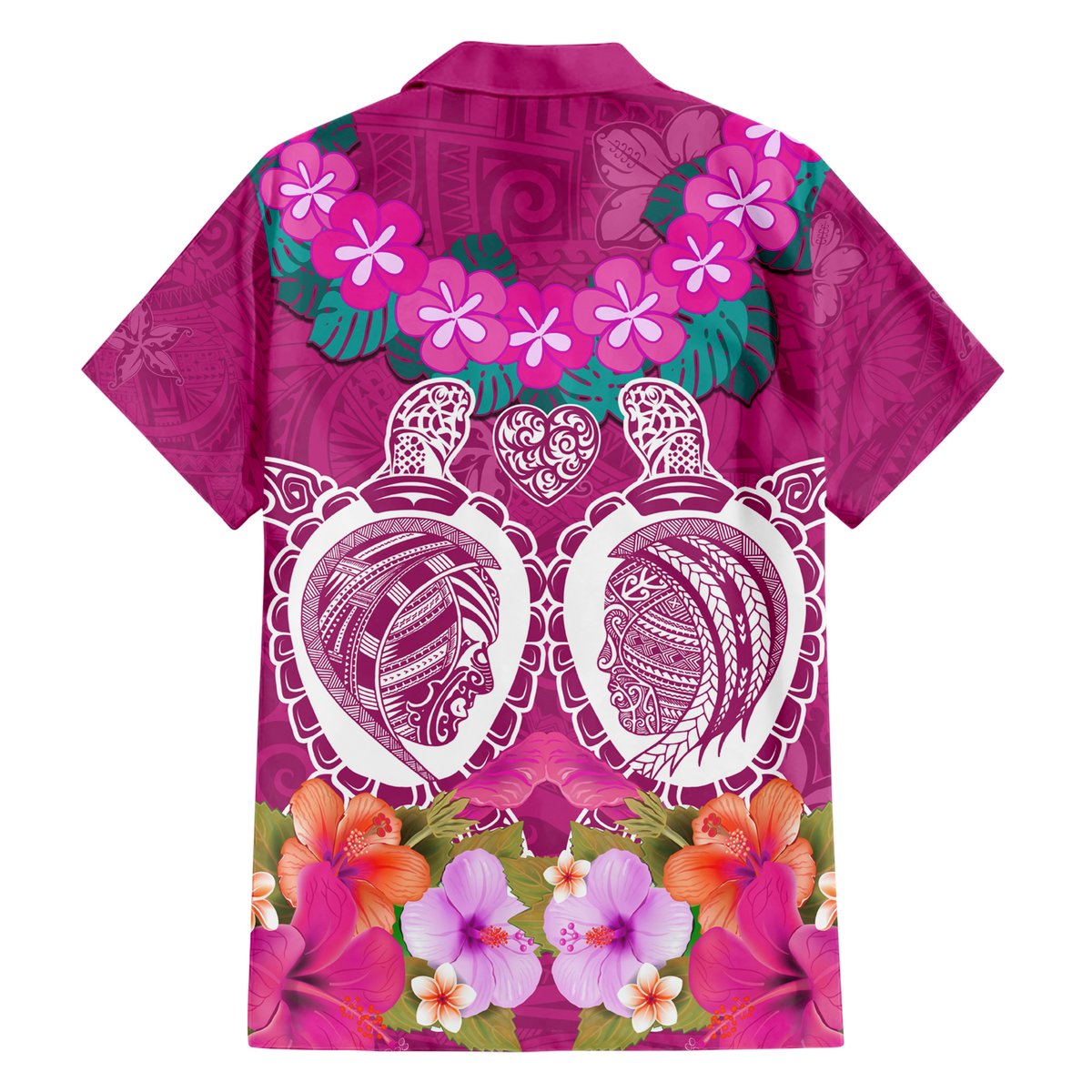 Polynesian Valentine Day Hawaiian Shirt Love Couple Turtle Maori Hibiscus Pink LT03 - Polynesian Pride