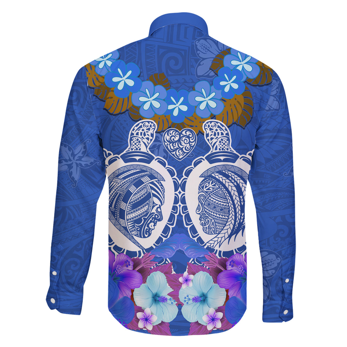 Polynesian Valentine Day Family Matching Off Shoulder Maxi Dress and Hawaiian Shirt Love Couple Turtle Maori Hibiscus Blue LT03 - Polynesian Pride