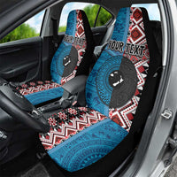 Personalised Aotearoa and Fiji Together Car Seat Cover Melanesian Warrior and Koru - Taniko with Hibiscus Tapa Pattern LT03 - Polynesian Pride