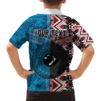 Personalised Aotearoa and Fiji Together Family Matching Tank Maxi Dress and Hawaiian Shirt Melanesian Warrior and Koru - Taniko with Hibiscus Tapa Pattern LT03 - Polynesian Pride