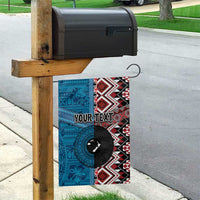 Personalised Aotearoa and Fiji Together Garden Flag Melanesian Warrior and Koru - Taniko with Hibiscus Tapa Pattern LT03 - Polynesian Pride