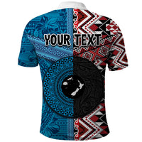 Personalised Aotearoa and Fiji Together Polo Shirt Melanesian Warrior and Koru - Taniko with Hibiscus Tapa Pattern LT03 - Polynesian Pride