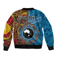 Personalised Australia and Fiji Together Bomber Jacket Tribal Palm Tree with Tapa and Aboriginal Animals Half Style LT03 - Polynesian Pride