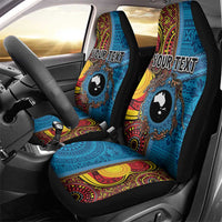 Personalised Australia and Fiji Together Car Seat Cover Tribal Palm Tree with Tapa and Aboriginal Animals Half Style LT03 - Polynesian Pride