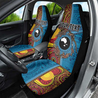 Personalised Australia and Fiji Together Car Seat Cover Tribal Palm Tree with Tapa and Aboriginal Animals Half Style LT03 - Polynesian Pride