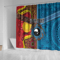 Personalised Australia and Fiji Together Shower Curtain Tribal Palm Tree with Tapa and Aboriginal Animals Half Style LT03 - Polynesian Pride