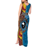 Personalised Australia and Fiji Together Tank Maxi Dress Tribal Palm Tree with Tapa and Aboriginal Animals Half Style LT03 - Polynesian Pride