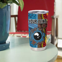 Personalised Australia and Fiji Together Tumbler Cup Tribal Palm Tree with Tapa and Aboriginal Animals Half Style LT03 - Polynesian Pride