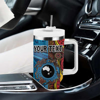 Personalised Australia and Fiji Together Tumbler With Handle Tribal Palm Tree with Tapa and Aboriginal Animals Half Style LT03 - Polynesian Pride