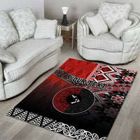 Personalised Aotearoa and Tonga Together Area Rug Manaia and Tongan Tribal Cross - Taniko and Ngatu Art Tattoo LT03 - Polynesian Pride