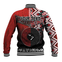 Personalised Aotearoa and Tonga Together Baseball Jacket Manaia and Tongan Tribal Cross - Taniko and Ngatu Art Tattoo LT03 - Polynesian Pride