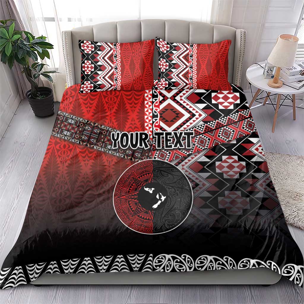 Personalised Aotearoa and Tonga Together Bedding Set Manaia and Tongan Tribal Cross - Taniko and Ngatu Art Tattoo LT03 - Polynesian Pride