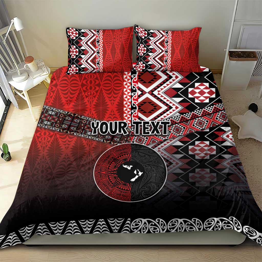 Personalised Aotearoa and Tonga Together Bedding Set Manaia and Tongan Tribal Cross - Taniko and Ngatu Art Tattoo LT03 - Polynesian Pride