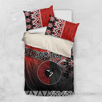 Personalised Aotearoa and Tonga Together Bedding Set Manaia and Tongan Tribal Cross - Taniko and Ngatu Art Tattoo LT03 US Twin 172cm x 218cm Red - Polynesian Pride