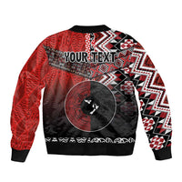 Personalised Aotearoa and Tonga Together Bomber Jacket Manaia and Tongan Tribal Cross - Taniko and Ngatu Art Tattoo LT03 - Polynesian Pride